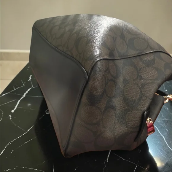 Coach Dark Brown Shoulder Bag with Scarf Accent & Purse Charm. L - Picture 6 of 13